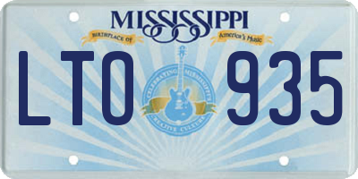 MS license plate LTO935