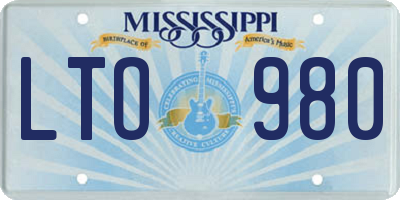 MS license plate LTO980
