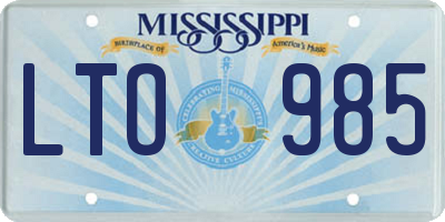 MS license plate LTO985
