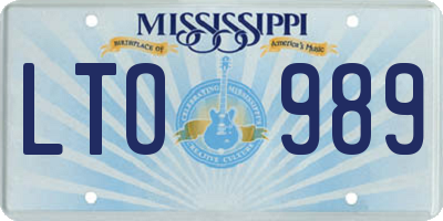 MS license plate LTO989