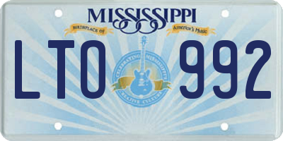 MS license plate LTO992