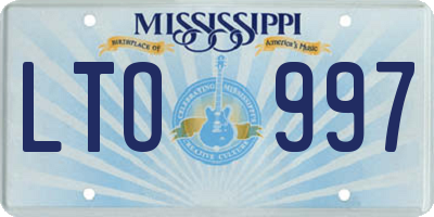 MS license plate LTO997