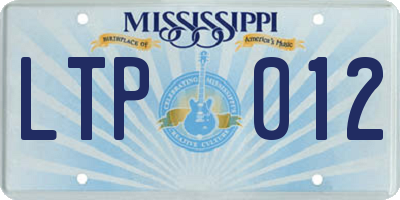 MS license plate LTP012