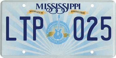 MS license plate LTP025