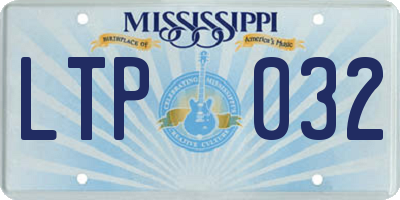 MS license plate LTP032