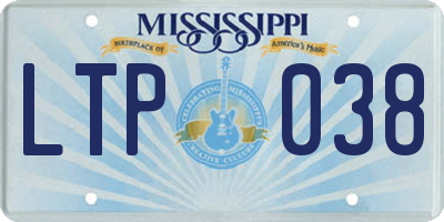 MS license plate LTP038