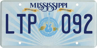 MS license plate LTP092