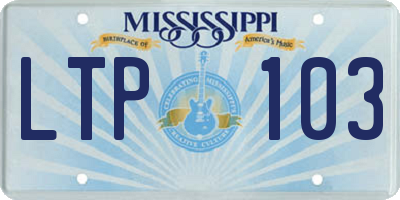 MS license plate LTP103