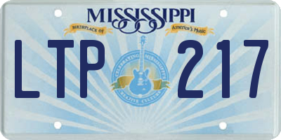 MS license plate LTP217