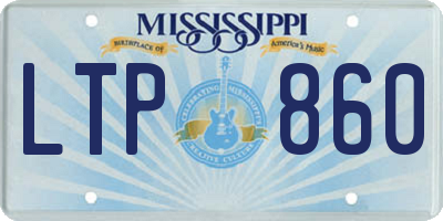 MS license plate LTP860