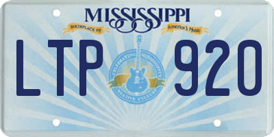 MS license plate LTP920