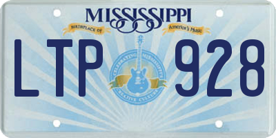MS license plate LTP928