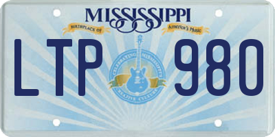 MS license plate LTP980