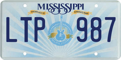 MS license plate LTP987