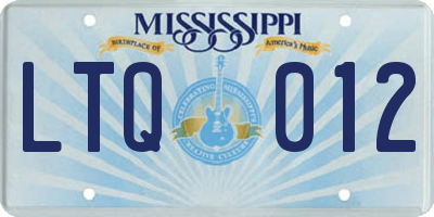 MS license plate LTQ012