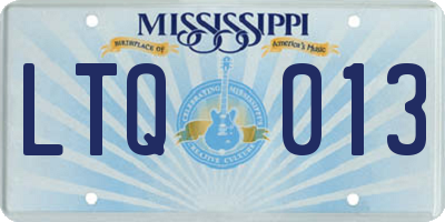 MS license plate LTQ013