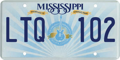 MS license plate LTQ102