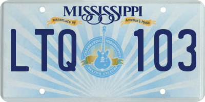 MS license plate LTQ103