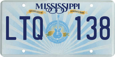 MS license plate LTQ138