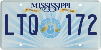 MS license plate LTQ172