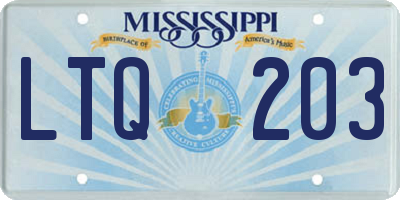MS license plate LTQ203