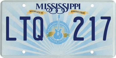 MS license plate LTQ217