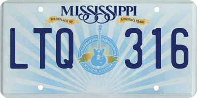 MS license plate LTQ316