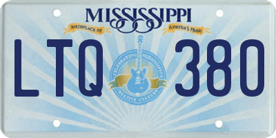 MS license plate LTQ380