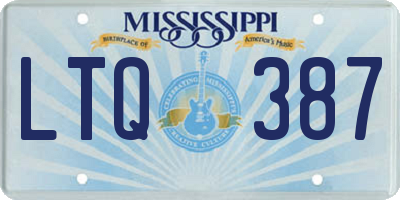 MS license plate LTQ387