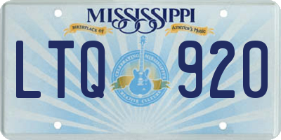 MS license plate LTQ920