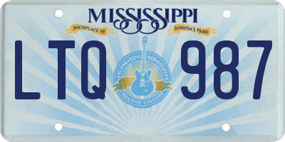 MS license plate LTQ987