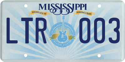 MS license plate LTR003