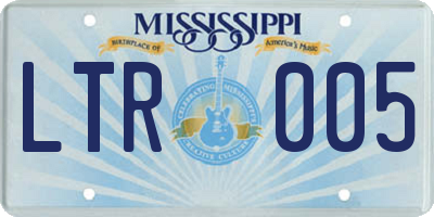 MS license plate LTR005