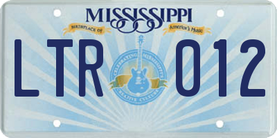 MS license plate LTR012