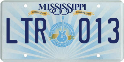 MS license plate LTR013