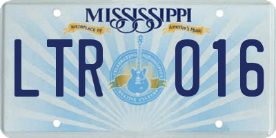 MS license plate LTR016