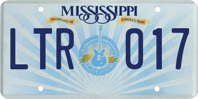 MS license plate LTR017