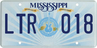 MS license plate LTR018