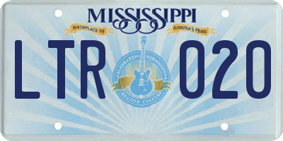 MS license plate LTR020