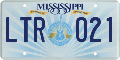 MS license plate LTR021