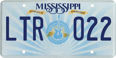 MS license plate LTR022