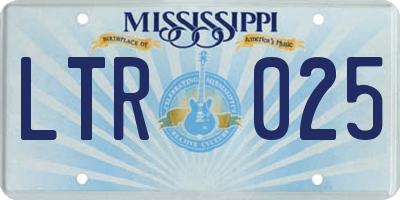 MS license plate LTR025
