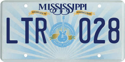 MS license plate LTR028