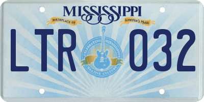 MS license plate LTR032