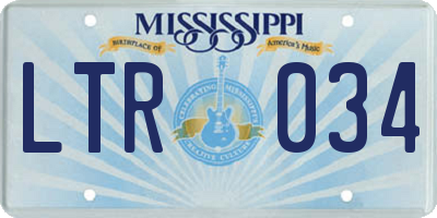 MS license plate LTR034