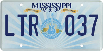 MS license plate LTR037