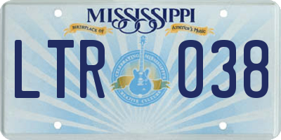 MS license plate LTR038