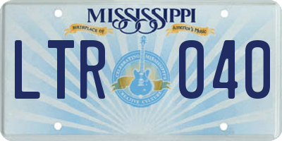 MS license plate LTR040