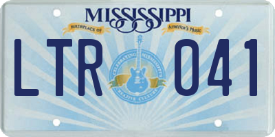 MS license plate LTR041