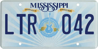 MS license plate LTR042